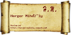 Herger Mihály névjegykártya